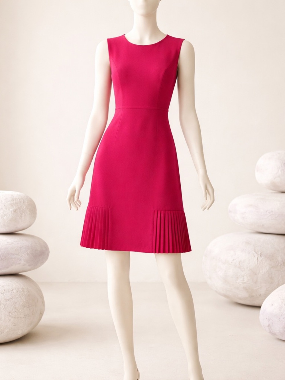 Alex Marie Fuchsia Sleeveless Pleated-Hem Mini Dress